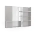 Produktbild: Vicco Spiegelregal, Weiß Hochglanz, 89.8 x 65 cm mit offenen Fächern, mit fünf offenen Regalen zur Aufbewahrung von Badutensilien