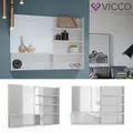 Produktbild: Spiegelregal Weiß Hochglanz 89,8 x 65 cm, moderner Badspiegel mit Ablagen Vicco