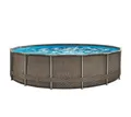 Produktbild: Aufstellpool Schwimmbad Schwimmbecken Rattanoptik inkl. Zubehör Ø457cm Repairkit