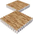 Produktbild: GORILLA SPORTS® Schutzmatten Set - 16 Matten, 60x60x1,2 cm, rutschfeste, EVA Schaumstoff, 5,76 m², Holzoptik - Bodenschutzmatten Fitness, Bodenmatte, Puzzlematten, Unterlegmatte, Trainingsmatten