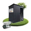Produktbild: Juskys Metall Geräteschuppen S - Dunkelgrau, wetterfest mit Fundamentrahmen, Schiebetür & abschließbar - für Garten & Aufbewahrung