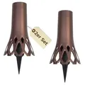 Produktbild: 2x Grabvase mit Erdspieß Friedhofvase Grabschmuck Blumenvase Friedhof Steckvase Grab Vase zum stecken bronze 1,3 L Frostsicher