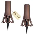 Produktbild: 2er Set Grabvase mit Erdspieß Friedhofvase Grabschmuck Blumenvase Friedhof Steckvase Grab Vase zum stecken Bronze 1,3 L Frostsicher