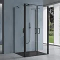 Produktbild: doporro U-Form Duschkabine 90x120cm Duschabtrennung in schwarz zwei Drehtüren ESG-Sicherheitsglas Klarglas mit Nano-Beschichtung Ravenna66UK