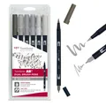 Produktbild: ABT Dual Brush Pen Grey Colors Stift mit zwei Spitzen perfekt fürs Hand-Lette...