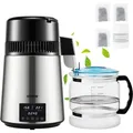 Produktbild: VEVOR Wasserdestilliergerät Edelstahl 1750W Reine Wasser Distiller mit Glaskanne 1,5 L/Std Destillationsapparatur Temperaturregelung 4 L - Silber