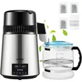 Produktbild: Vevor 1,5 L/std. Wasser Destilliergerät Mit Zeiteinstellung Temperaturregelung, 4 L Destillierer Edelstahl 1750w Wasserdestilliergerät Reine Wasser Distiller Mit Glaskanne Destillationsapparatur Water
