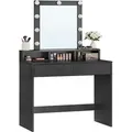 Produktbild: VASAGLE Schminktisch mit LED-Beleuchtung, einstellbare Helligkeit, schwarz - Schwarz