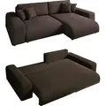 Produktbild: Ecksofa Schlaffunktion ausziehbar Bettkasten Polsterecke Couch Cord Dunkelbraun / 21003 - Braun