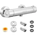 Produktbild: VEVOR Duscharmatur mit Thermostat Duschthermostat mit 38 °C Sicherheitsschloss, Duschhahnventil Badewannenarmatur, Temperaturregelventile aus Mess... - Silber