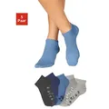 Produktbild: Sneakersocken ARIZONA, Damen, Gr. 35-38, blau (2x blautöne, 3x grautöne), Baumwolle, Elasthan, Polyamid, uni und gemustert, elastisch, Socken Sneakersocken, mit süßem Pfotendesign unter der Sohle