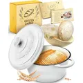 Produktbild: Krustenzauber Brotbackform Brotbackform Gusseisen Topf Brot Backen [inkl. Gärkorb] weiß Topf