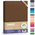 Produktbild: leevitex® Spannbettlaken Premium 170g/m2, Gummizug: rundum, schwer und dick, 100% Jersey-Baumwolle, auch Boxspringbett geeignet braun 140 - 160 cm x 200 - 220 cm