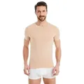 Produktbild: FINN Design Unterhemd Business Unterziehshirt Herren Kurzarm mit Rundhals-Ausschnitt Das perfekte T-Shirt für Männer unter Hemd und Anzug beige 3XL