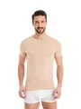 Produktbild: FINN Business Unterhemd Herren Kurzarm mit Rundhals-Ausschnitt - Unterziehshirt Männer aus original Lenzing® Modal Stoff - Das perfekte T-Shirt unter Hemd und Anzug Hautfarbe Nude 3XL
