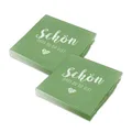 Produktbild: itenga 40x Servietten Schön dass du da bist grün Hochzeit Geburtstag Baby Shower