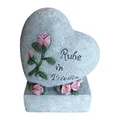 Produktbild: Relaxdays Grabschmuck Herz, Gedenkstein mit Spruch Ruhe in Frieden, grau | Grabdekoration, wetterfest & frostbeständig