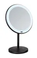 Produktbild: WENKO LED Stand-Kosmetikspiegel Onno, dimmbarer Spiegel mit LED-Beleuchtung und 5-Fach Vergrößerung, EIN-/Ausschalten per Touch-Funktion, Betrieb mit Batterien oder USB-Kabel, 20x34x13,5 cm, Schwarz