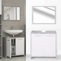 Produktbild: Wandspiegel Unterschrank Badschrank Badmöbel Set Kiki Weiß Grau Beton Vicco