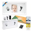 Produktbild: all Kids United® Baby Bilderrahmen Abdruck-Set - Fotorahmen für Hand-Abdruck, Fuß-Abdruck & Fotos; Geschenk-Set für Geburt, Taufe, Baby-Part uvm. 3-teilig weiß (Tinte)