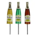 Produktbild: Floristik24 Stecker Sektflaschen Silvesterdeko Braun Grün Gelb 7,5cm L28,5cm 10er Set, 10 Stück
