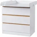 Produktbild: Wickeltisch Wickelstation mit 3 Schubladen Wickelkommode Babymöbel aus Spanplatte und mdf Weiß - Woltu