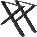 Produktbild: ECD Germany 2x Tischbeine X-Design X-Form 60x72 cm Schwarz Stahl Industriedesign