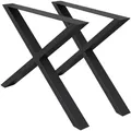 Produktbild: Ecd Germany - 2x Tischbeine X-design X-form, 60 X 72 Cm, Schwarz, Pulverbeschichtete Stahl, Industriedesign, Metall Tischkufen Tischuntergestell Tischgestell Möbelfüße, Für Esstisch Schreibtisch