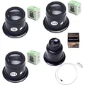 Produktbild: Uhrmacherlupe 4er Set Vergrößerung 5X 10X 15X 20X Schmuck Lupe Drahthalter