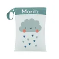 Produktbild: ARTEE Nasstasche für Kita-Wechselwäsche, Wasserdicht, Waschbar, mit Reißverschluss, Personalisierbar, mit Name, für Kindergarten, Strand, Sport (Rainy Cloud)