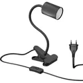 Produktbild: ledscom.de Klemmleuchte WAIKA Schwanenhals Schalter schwarz matt + LED Lampe warmweiß 3-Stufen Dimmen 500lm