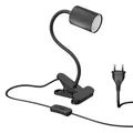 Produktbild: ledscom.de Klemmleuchte WAIKA Schwanenhals Schalter schwarz matt + LED Lampe warmweiß 3-Stufen Dimmen 500lm