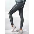Produktbild: Leggings H.I.S, Damen, Gr. 36/38, N-Gr, blau (navy), Single Jersey, Obermaterial: 95% Baumwolle, 5% Elasthan, unifarben, Basic, figurbetont lang, Hosen Leggings, mit weißer Kontrastpaspel, Loungewear