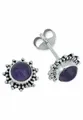 Produktbild: mantraroma Paar Ohrstecker BUWAN rund aus 925 Silber mit Amethyst (Paar, Paar Ohrringe mit Schmuckbeutel), 925 Sterling Silber Ohrringe für Damen