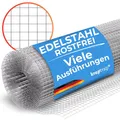 Produktbild: KrapTrap Volierendraht Edelstahlgitter V2A I 10mm x 10mm, 1m x 25m I rostfreies Drahtgitter I keine Vergiftungsgefahr für Vögel Hasen Meerschweinchen