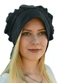 Produktbild: Battle-Merchant Mittelalter Haube mit gelegten Falten für Damen - Damenhaube - Mittelalterhaube - Kopfbedeckung (Schwarz)