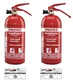 Produktbild: 2x Protex Feuerlöscher PDE1GA Auto, 1kg, Manometer mit Kfz-Halterung u. Plakette