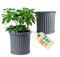 Produktbild: GarPet Pflanzkübel 2er Set Pflanz Kübel Halbrund Groß Outdoor Blumen Kasten Außen 50 Grau