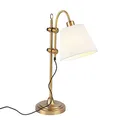Produktbild: Qazqa - Klassisch I Antik Klassische Tischlampe Bronze mit weißem Schirm - Ashley I Wohnzimmer I Schlafzimmer - Stahl Länglich - LED geeignet E27