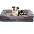 Produktbild: Orthopädisches Premium Hundebett mit Egg Foam, Hundesofa, Hundekissen, waschbar, flauschig, Bezug abnehmbar, waschbar, 106 x 81 x 17 cm, Hellgrau ... - Grau
