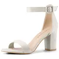 Produktbild: Allegra K Damen High Chunky Heel Schnalle Knöchelriemen Sandalen Grau 41