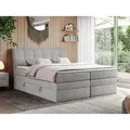 Produktbild: Boxspringbett Polsterbett mit Bettkästen Multipcket Matratze Doppelbett Kopfteil - GOLD 10 KING - 140x200 - Hellgrau Struktur - H3 - Hellgrau