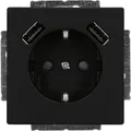 Produktbild: BUSCH-JAEGER SCHUKO-USB-Steckdose 20 EUCB2USB-885 | 2x USB-A | Unterputz | Safety+ Shutter | 16A 230V | Schwarz matt