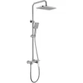 Produktbild: HOME DELUXE - Duscharmatur mit Ablage - ICONIC - Farbe: Weiße Marmoroptik - Höhe: 120 cm, inkl. Handbrause I Duschbrause Regendusche Designarmatur