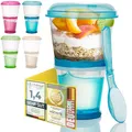 Produktbild: GOODS+GADGETS Müslibecher-2-go Müsli Reise Becher mit isoliertem Milchkühlfach & Löffel 2-go für unterwegs