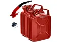 Produktbild: BW Benzinkanister Metall Kraftstoffkanister 2x 5 L mit Ausgießer - Rot - RAL 3000 (mit Ausgießer, Made in Europe), TÜV-geprüft und UN-Zulassung