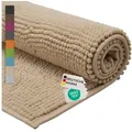Produktbild: NYVI Badematte Badematte NYVISpa Chenille Badezimmerteppich, Höhe 20 mm, Polyester, Rutschfest, Saugfähig, Schnell Trocknend, Fußbodenheizung geeignet beige 50 cm x 80 cm x 20 mm
