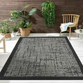 Produktbild: VIMODA Teppich In- und Outdoor Flachgewebe Terrasse Balkon Wintergarten Robust Abstrakt Grau Anthrazit Braun, Farbe:Anthrazit, Maße:60x100 cm