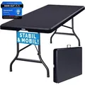 Produktbild: Gartentisch 180x75cm Klappbar Wetterfest Tragbar Kunststoff 8 Personen Garten Terrasse Camping Balkontisch Klapptisch Buffettisch Anthrazit - Casaria