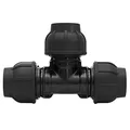 Produktbild: PE Verschraubung T-Stück Ø 63 x 63 x 63 mm mit Klemmverschraubung für PE-Rohr 63 mm für Wasserversorgung in Orts- und Fernwassernetzen bei Eigenwasserversorgung
